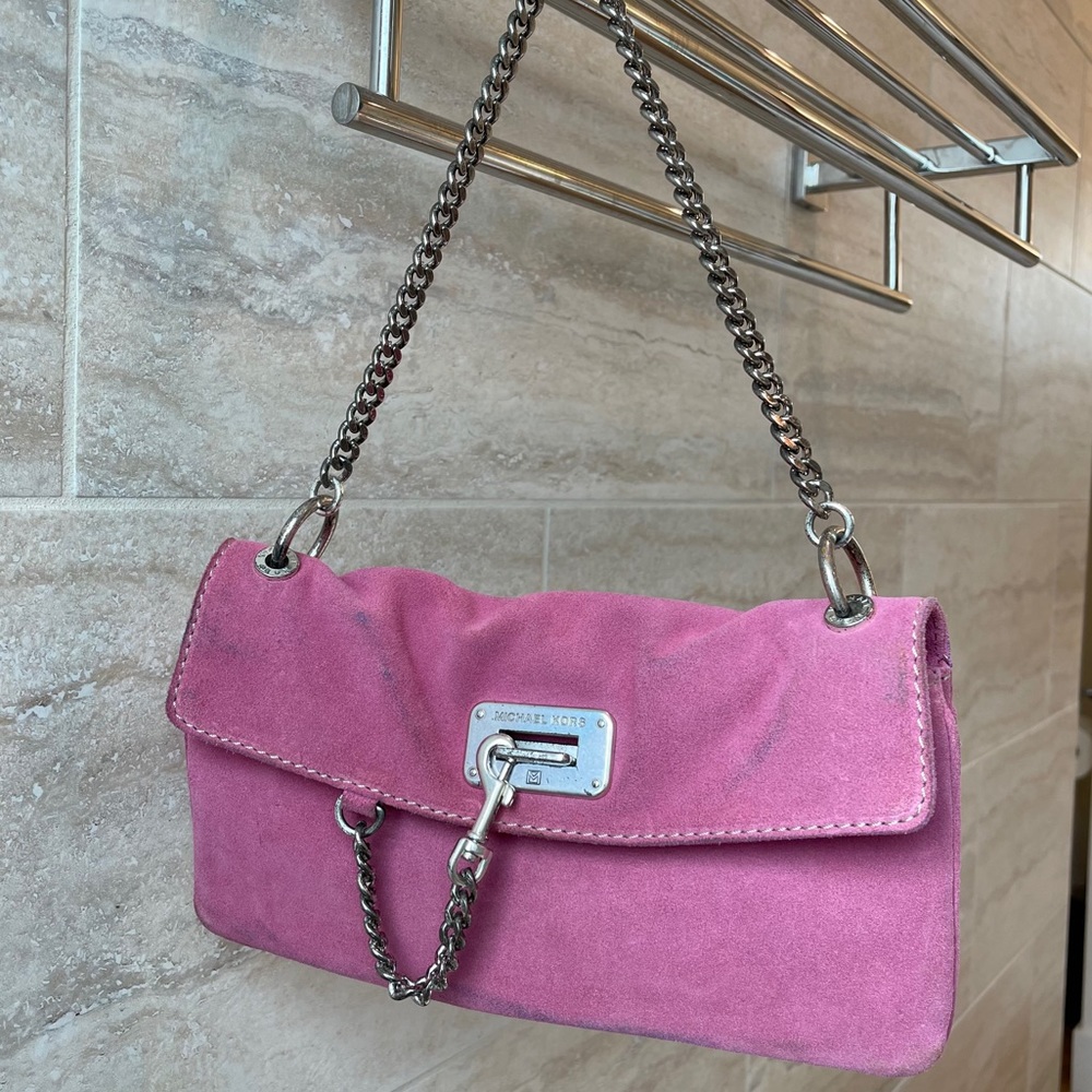 Michael Kors hot pink suede pochette